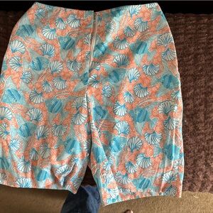 Lilly Pulitzer Blue and Orange Patterned Women's Shorts